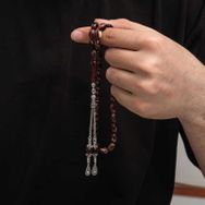 Gumush T8800 Gümüş Püskül Sıkma Kehribar Tesbih