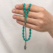 Gumush T8806 Gümüş Kazaz Püsküllü Sıkma Kehribar Tesbih