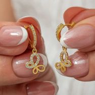 Gumush T8840 Sallantılı Gold Kelebek Kadın Gümüş Küpe