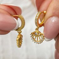 Gumush T8848 Sallantılı Gold Göz Kadın Gümüş Küpe