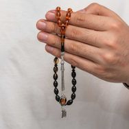 Gumush T8882 Gümüş Püskül Sıkma Kehribar Tesbih