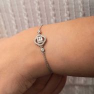 Gumush T8894 Yonca Baget Taşlı Kadın Gümüş Bileklik