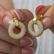 Gumush T8909 Halka Gold Kadın Gümüş Küpe