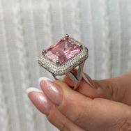 Gumush T8910 Pembe Zirkon Taşlı Kadın Gümüş Yüzük