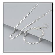 Gümüşistan 925 Ayar Gümüş Zincir Gümüş Kolye Bileklik Set