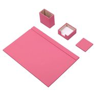 Güner Ofis Pembe 4 Parça Deri Sümen Takımı