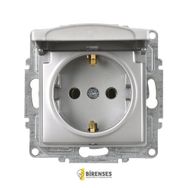 Günsan Elektrik 01281500-100117 Visage Kapaklı Gümüş Topraklı Priz