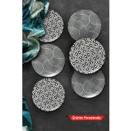 Güral Porselen Arya Black 6'lı Pasta Tabağı