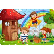 Güven Serigrafi Ağaç Evdeki Çocuklar 108 Parça Ahşap Çocuk Puzzle Yapboz
