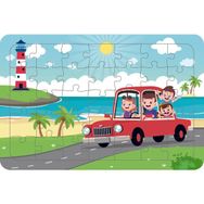 Güven Serigrafi Ailemiz Tatilde 35 Parça 19,5 x 29,5 cm Ahşap Çocuk Puzzle Yapboz
