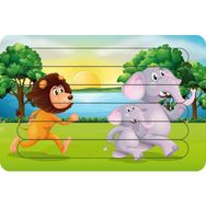 Güven Serigrafi Aslan ve Filler Çubuk Ahşap Çocuk Puzzle Yapboz