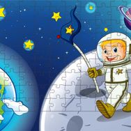 Güven Serigrafi Astronot Çocuk 108 Parça Ahşap Çocuk Puzzle Yapboz