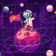 Güven Serigrafi Astronot Satürnde 24 Parça Ahşap Çocuk Puzzle Yapboz