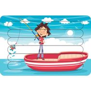 Güven Serigrafi Balıkçı Çocuk Çubuk Ahşap Çocuk Puzzle Yapboz