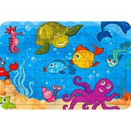 Güven Serigrafi Balıklar Model2 108 Parça Ahşap Çocuk Puzzle Yapboz