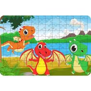 Güven Serigrafi Bebek Dinozorlar 108 Parça Ahşap Çocuk Puzzle Yapboz
