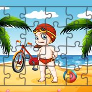 Güven Serigrafi Bisikletli Çocuk Model 2 24 Parça Ahşap Çocuk Puzzle Yapboz