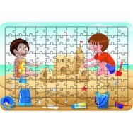 Güven Serigrafi Çocuklar Plajda 108 Parça Ahşap Çocuk Puzzle Yapboz