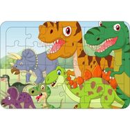 Güven Serigrafi Dinozor 2 24 Parça Ahşap Çerçeveli Puzzle Yapboz