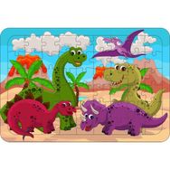 Güven Serigrafi Dinozor 3 54 Parça 19,5 x 29,5 cm Ahşap Çerçeveli Puzzle Yapboz