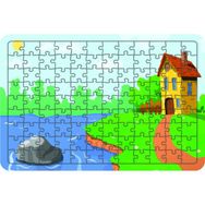 Güven Serigrafi Doğadaki Ev 108 Parça Ahşap Çocuk Puzzle Yapboz