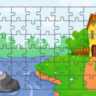 Güven Serigrafi Doğadaki Ev 54 Parça Ahşap Çocuk Puzzle Yapboz