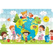 Güven Serigrafi Dünya ve Çocuklar 108 Parça Ahşap Çocuk Puzzle Yapboz