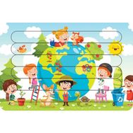 Güven Serigrafi Dünya ve Çocuklar Çubuk Ahşap Çocuk Puzzle Yapboz
