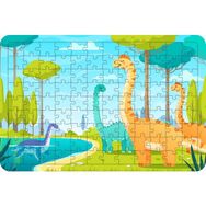 Güven Serigrafi Göldeki Dinozorlar 108 Parça Ahşap Çocuk Puzzle Yapboz
