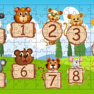 Güven Serigrafi Hayvanlar ve Sayılar 108 Parça Ahşap Çocuk Puzzle Yapboz