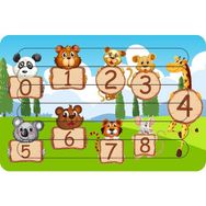 Güven Serigrafi Hayvanlar ve Sayılar Çubuk Ahşap Çocuk Puzzle Yapboz