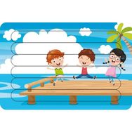 Güven Serigrafi İskeledeki Çocuklar Çubuk Ahşap Çocuk Puzzle Yapboz