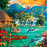 Güven Serigrafi island life 1000 Parça Ahşap Puzzle Yapboz