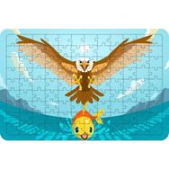 Güven Serigrafi Kartal ve Balık 108 Parça Ahşap Çocuk Puzzle Yapboz