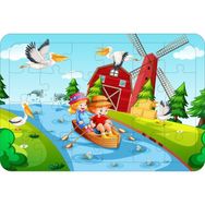 Güven Serigrafi Kayıktaki Çocuklar 24 Parça Ahşap Çerçeveli Puzzle Yapboz