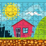 Güven Serigrafi Köy Evi 108 Parça Ahşap Çocuk Puzzle Yapboz