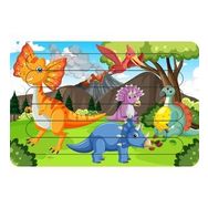 Güven Serigrafi Model 1 Sevimli Dinozorlar Çubuk Ahşap Çocuk Puzzle Yapboz