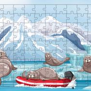 Güven Serigrafi Model 2 Sevimli Foklar 108 Parça Ahşap Çocuk Puzzle Yapboz