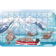 Güven Serigrafi Model 2 Sevimli Foklar 54 Parça Ahşap Çocuk Puzzle Yapboz