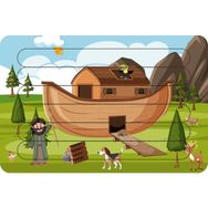 Güven Serigrafi Nuhun Gemisi Model 1 Çubuk 19,5 x 29,5 cm Ahşap Çocuk Puzzle Yapboz