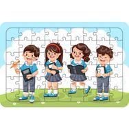 Güven Serigrafi Okula Gidiyoruz 54 Parça Ahşap Çocuk Puzzle Yapboz