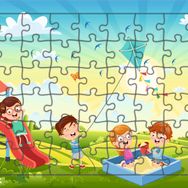 Güven Serigrafi Parktaki Çocuklar Model 1 54 Parça 19,5 x 29,5 cm Ahşap Çocuk Puzzle Yapboz