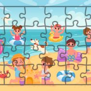 Güven Serigrafi Plajdaki Çocuklar 24 Parça Ahşap Çocuk Puzzle Yapboz