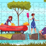 Güven Serigrafi Rafting Zamanı 108 Parça Ahşap Çocuk Puzzle Yapboz