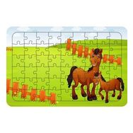 Güven Serigrafi Sevimli Atlar 54 Parça Ahşap Çocuk Puzzle Yapboz