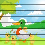 Güven Serigrafi Sevimli Ördekler Çubuk Ahşap Çocuk Puzzle Yapboz