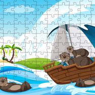 Güven Serigrafi Su Samurları 108 Parça Ahşap Çocuk Puzzle Yapboz