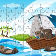 Güven Serigrafi Su Samurları 54 Parça Ahşap Çocuk Puzzle Yapboz