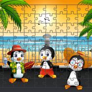 Güven Serigrafi Tatilci Penguenler 108 Parça Ahşap Çocuk Puzzle Yapboz