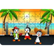 Güven Serigrafi Tatilci Penguenler 54 Parça Ahşap Çocuk Puzzle Yapboz